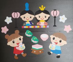 壁面飾り 壁面製作 3月 ひなまつり おひなさま 雛あられ 幼稚園 保育園