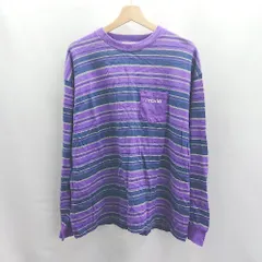 ◇ ⊇ MONO-MART モノマート ボーダー柄 長袖 ロングTシャツ サイズM パープル メンズ E  【1503310000887】