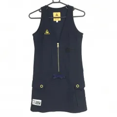 【美品】ルコック ジャンパースカート ネイビー ジップゴールド ロゴ刺しゅう ワンピース レディース S ゴルフウェア le coq sportif