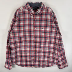 古着 ノーティカ NAUTICA 長袖シャツ ワンポイント ロゴ 刺繍 ボタンダウンシャツ 大きいサイズ XL  レッド系 チェック メンズ