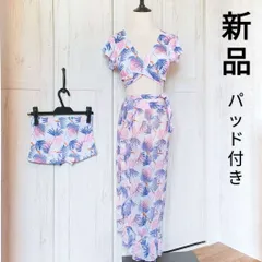 ★新品★ベリーダンス衣装花柄セットアップ　レッスン着ウェア練習着　トップス　巻きスカート　インナーショーツ