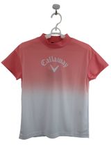 【未使用品】Callaway(キャロウェイ) 半袖モックネックシャツ ピンク白 レディース S C24134215 ゴルフ用品 2504-0246 新品