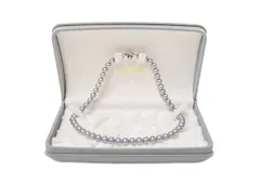 TASAKI　シルバー　パール　ネックレス　ブルーグレー　7.5mm〜7.8mm　田崎真珠　ケース・保証書付