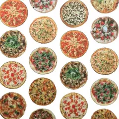 【ゆきちゃん限定】X2316 リアルなピザ柄 コットン生地 ホワイト 1m