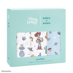 aden + anais(에이든앤드네이) [Disney] 모슬린스 와들 3장들이 일본 정규품 디즈니 토이 스토리 toy story 3-pack classic swaddles ASWC30010DI 120 x 120cm 신생아 밤