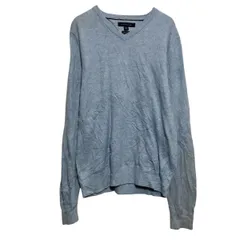 TOMMY HILFIGER コットンニット セーター S ライトブルー トミーフィルフィガー Vネック 古着卸 アメリカ仕入 a611-7495