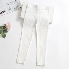 ☆ ホワイト ☆ 140cm ☆ ストレッチパンツ 子供用 lypt195 子供服 男の子 ズボン 長ズボン ロングパンツ スキニーパンツ ストレッチパンツ ストレート 10分丈 パンツ ボトムス 子ども子ども キッズ 女の子 伸縮性 通園 通学