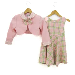 ピクシー セットアップ 上下セット ボレロ ワンピース チェック柄 フォーマル 日本製 キッズ 女の子用 120サイズ ピンク pixie 【中古】