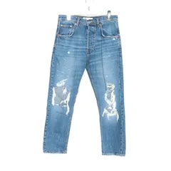 ザラ ZARA クラッシュデニムパンツ インディゴ 30