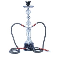 シーシャ 水タバコ フーカ 喫煙具 Shisha Hookah ガラス製 シーシャ本体 シーシャ台 シーシャセット ブラック 2人で同時に使える ホース2本 セラミックボウル ステンレス 水烟 持ち運び 水ギセル 水パイプ 日本語説明書付 7点セット 検品済み