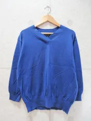 INDIVI インディヴィ ニット Vネック 薄手 七分袖 シルク混 無地 ブルー系 38サイズ