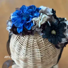 渋可愛い フラワー犬 ペット ベビー 花冠  チョーカー カチューシャ ヘアアクセサリー ダーク ガーベラ ダリア ブラック 記念撮影 記念日 フォト アーティフィシャルフラワー コスプレ ゴスロリ