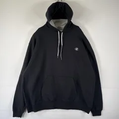 古着 チャンピオン Champion パーカー スウェット ワンポイントロゴ刺繍 プルオーバー  大きいサイズ XXXL  ブラック メンズ