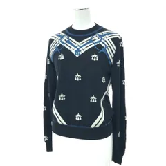 HERMES エルメス MORS A JOUETS刺繍ニット サイズ:38 馬銜 4H2662DD/2024年製  ウール100％ ブラック/ホワイト レディース / 240001160255