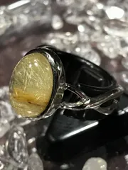 リング【ルチルクォーツ/針水晶】シルバー/約12号[1002