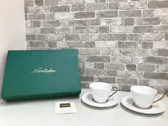 【未使用】 Noritake ノリタケ カップ＆ソーサー ペアセット 白磁金銀 ゴールド シルバー