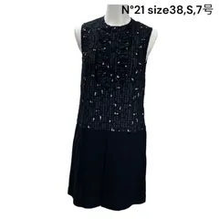 ヌメロヴェントゥーノ N°21 ワンピース ノースリーブ 膝丈 チェック ブラック 38,S,7号 レディース S5Q468