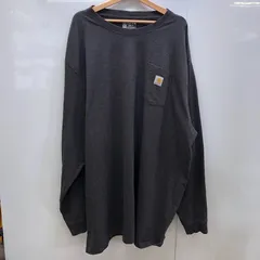 Carhartt/カーハート LOOSE FIT ポケットロンT 長袖 ロンT ワンポイント刺繡 オーバーサイズ ビッグシルエット GUATEMALA製 メンズ 4XL ダークグレー
