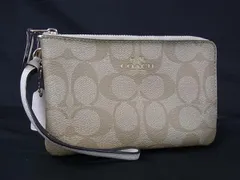 COACH コーチ F66506 シグネチャー PVC L字ファスナー マルチケース ポーチ マルチケース 小物入れ レディース ベージュ系 DH5260