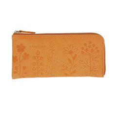 ズッケロ 収納 花柄 押し型 なが財布 本革 財布 オレンジ 未使用 新品 