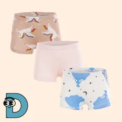 送料無料 Dセット 3枚セット キッズ ボクサーパンツ 女の子 女児 ガールズ 小学生 下着 パンツ ショーツ インナー 肌着 綿 快適 洗濯簡単 春夏秋冬 普段使い フィット 100cm 110cm 120cm 130cm 140cm 150cm
