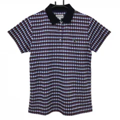 【超美品】ジャックバニー 半袖ポロシャツ ライトブルー×ボルドー チェック ロゴワッペン レディース 2(L) ゴルフウェア Jack Bunny