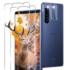 【数量限定】5IV SOG09 SO-54C ガラスフィルム 2枚 Xperia Xperia 5IV フィルム + 2枚 カメラ保護フィルムセッ 【 日本旭硝子製 用 9H強度 】 対応 Xperia 5IV SOG09 強化ガラス 指紋認証対応】 全面保護