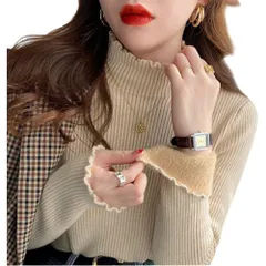 ☆ ベージュ ☆ あったか裏起毛 ハイネック カットソー 長袖 レディース ハイネック タートルネック tシャツ 裏起毛 シャツ トップス あったか 防寒 インナー 秋冬 プルオーバー ゆったり 無地 厚手 暖かい 上品 通勤 レディースファッション