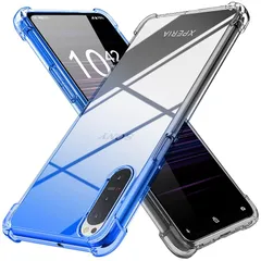 Xperia 5 II ケース クリア 薄型 グラデーション色 ケース 軽量 tpu 耐衝撃 SO-52A SOG02 スマホケース 透明 米軍MIL規格取得 おしゃれ 黄変防止防塵一体型 人気 エクスペリア 5 II 携帯カバー ブルーブラック MDYS 0