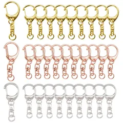 【在庫処分】キーリング アクセサリー ハンドメイド DIY キーホルダー金具3色30個入り回転カン付き 手芸用品 パーツ YFFSFDC ゴールドシルバーローズゴールド