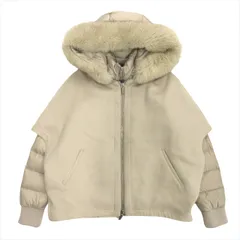 美品 23aw ムーレー MOORER PEGASO -CWR ペガソ ケープ インナーダウン ジャケット ブルゾン コート ポンチョ ウール カシミヤ パーカー フーディ 38 グレージュ系 レディースのサムネイル