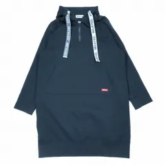 18AW ミルクフェド MILKFED. LOGOTAPE HOODED DRESS パーカー ワンピース 長袖 ハーフ 膝丈 ハーフジップ カットソー プルオーバー ONE 黒 ブラック/7YBA10 レディースのサムネイル