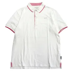 NIKE GOLF ナイキ ゴルフ DRI-FIT ゴルフウェア 半袖 ポロシャツ カットソー パイピング チェック メッシュ XL 白 ピンク メンズ 古着 中古 USED