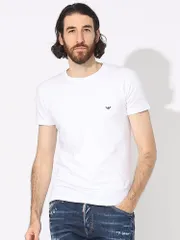 EMPORIO ARMANI (エンポリオアルマーニ) ワンポイント クルーネック 半袖 アンダーTシャツ EA111035CC729 ブランド メンズ 男性 トップス (ホワイト)