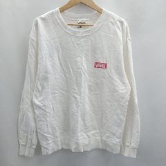 ◇ Θ VANS 後ろ刺繍柄 薔薇 骸骨 長袖 Tシャツ サイズ F ホワイト系 メンズ E  【1412090066610】