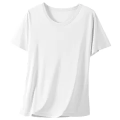 レディース シルク100% 半袖 Tシャツ インナー 肌着 丸首 Uネック 吸湿性 肌に優しい 保湿 光沢 快適 敏感肌 伸縮性 無地 シンプル 黒 白 大きいサイズ rr-055