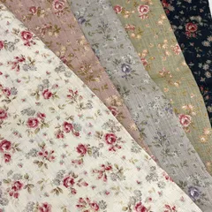 Y-1032薄手麻100％小バラ柄5色/YUWA