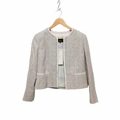 未使用品 美品 23区 ライトシャインツイード ノーカラージャケット 210-5 JK WO セレモニー フォーマル フリンジ サイズ40