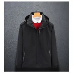 ☆ ブラック ☆ 2XLサイズ ☆ ジャケット フード付き 長袖 メンズ pmyjacket33 ジャケット フード付き 長袖 ウインドブレーカー コート マウンテンパーカー 作業服 登山ウェア 薄手 レディース メンズ はっ水 撥水 無地 防寒 保温 通気性