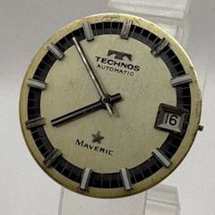 ◎【✨ジャンク品✨】TECHNOS MAVERIC 腕時計　テクノス マーベリック 自動巻き メンズ　デイト　シルバー　silver 部品取り　職人　ウォッチ　時計　おしゃれ　かわいい メンズ腕時計　アンティーク　ヴィンテージ　部品　パーツ　希少　貴重　レア