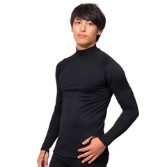 ブラック_XL FELLOW 保温インナー エアーヒート 裏起毛 長袖 ロングスリーブ サーフィン 防寒 ウェットスーツ セミドライスーツ インナー SUP ダイビング 日本規格 (XL)