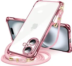 【数量限定】用 ケース クリア ショルダー iPhone16 用 スマホケース アイフォン16 カバー 16 肩掛け 斜めかけ 縄掛けケース 透明 TPU 薄型 軽量 耐衝撃 携帯ケース 紐付き 斜めがけ 織りストラップ付き iPhone ネックストラップ シ