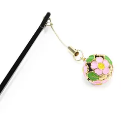 髪飾り 成人式 振袖 前撮り 袴 花 黒 ピンク 緑 黄色 かんざし 鈴 花 鈴 桜鈴 桜 さくら 玉簪 玉かんざし 和柄 ゆらゆら おし No.9-4774