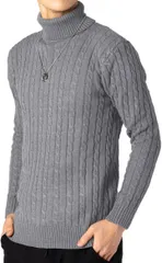 BENQUE(ベンケ) チクチクしない ニット セーター メンズ タートルネック タートルニット カジュアル 長袖 ロング 秋 冬 メンズ冬服おしゃれ メンズセーター(グレー,  S)