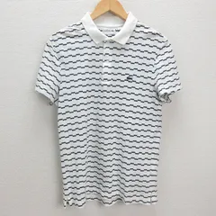 G■ラコステ/LACOSTE SLIMFIT 半袖ポロシャツ/コットン【M】白紺/men's/4【中古】■