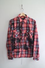 HYSTERIC GLAMOUR プリントチェックシャツ ヒステリックグラマー レッド S