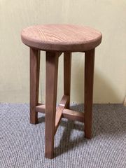 手作り　天然木【タモ材】丸型ブラウンスツール