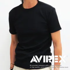 【着心地抜群！】AVIREX アビレックス Tシャツ メンズ クルーネック 半袖 ストレッチ 定番 デイリー シリーズ プレゼント ギフト NEK T_J 6143502 8003102 (クルーネック ブラック)