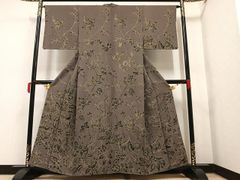 平和屋着物○九寸名古屋帯 作家物 舞花文 金彩 鬼しぼ縮緬 正絹 逸品  