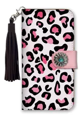 iPhone14Pro ケース 手帳型 アイフォン14 プロ スマホケース フリンジ ストラップ付 コンチョ  おしゃれ 流行 アニマル柄 レオパード 豹柄 ヒョウ柄 牛柄 パイソン 蛇 可愛い カラー02